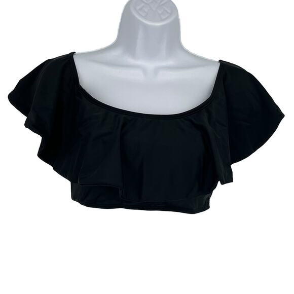 Ruffle Bandeau Bikini Swimsuit Top in Black Size XL - Picture 1 of 5